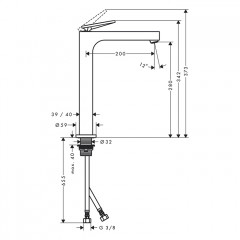 Axor Citterio Смеситель для раковины 280, на 1 отв., излив h28см., высокий, с текстурой, цвет: шлифованное золото