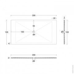 AZZURRA SoloDue Душевой поддон керамический 200х100 см H 2 см, цвет белый