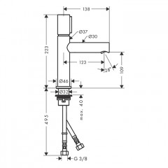 Axor Uno Смеситель для раковины 110 Select, на 1 отв., цвет: сталь
