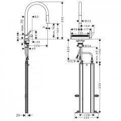 Hansgrohe Aquno Select M81 Смеситель для кухни, 1 отв., каскад, цвет: сталь