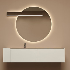 ANTONIO LUPI CIRCUS Зеркало Ø1080 мм., с белой светодиодной подсветкой, с блестящей кромкой, с левосторонним светильником LUCENTE, на раме