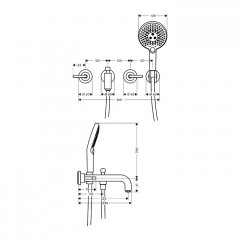 Axor Citterio Смеситель для ванны, встраиваемый, с ручным душем, ручка: рычаг, цвет: шлифованная бронза