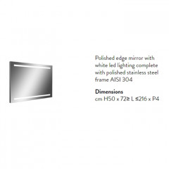 ANTONIO LUPI SPIO Зеркало 2160х750х40 мм., с блестящей кромкой, с белой светодиодной подсветкой 4000K, без выключателя, на раме из полированной стали