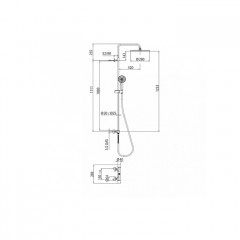 Bossini Настенная колонна из латуни 20 мм - Душ ELIOS из ABS 250 mm - Ручная лейка CYLINDRICA/1 , держ. для лейки повор, Шланг, - хром