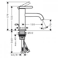 Axor One Смеситель для раковины 70, на 1 отв., с донным клапаном, цвет: шлифованная бронза