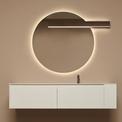 ANTONIO LUPI CIRCUS Зеркало Ø1080 мм., с белой светодиодной подсветкой, с блестящей кромкой, с правосторонним светильником LUCENTE, на раме