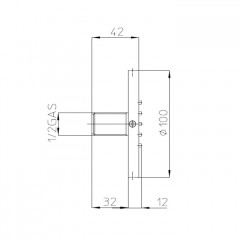 Bossini Боковая лейка душа из латуни TONDO-FLAT-WALL 100 mm - самоочищающийся дождевой спрей - 1/2 M, цвет черный матовый