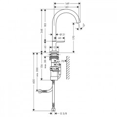 Axor One Смеситель для раковины Sel 170, на 1 отв., с донным клапаном Push-Open, цвет: сталь