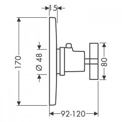 Axor Citterio Смеситель для душа, встраиваемый, термостатический на 1 потребитель, (внешняя часть), цвет: шлифованный черный хром