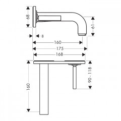 Axor Citterio Смеситель для раковины 160, встраиваемый, излив: 16см., цвет: полированное золото