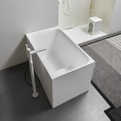 ANTONIO LUPI CUBA Ванна 1250х750х700 мм., сидячая, отдельностоящая, скрытый автоматический перелив, сифон, донный клапан, Flumood, цвет белый матовый