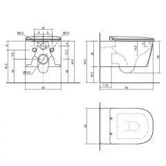 ANTONIO LUPI KOMODO Унитаз подвесной безободковый 540х360х260 мм., в комплекте с крышкой-сиденьем FLAT с системой "soft-close", цвет NERO vматовый