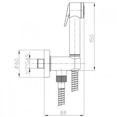 Bossini Ручной душ из латуни гидрощетка для WC NIKITA - CROMOLUX cm 125 - хром