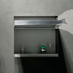 ANTONIO LUPI SESAMO Двойной держатель для дозатора или для зубных щеток, встраиваемый в стену, из нержавеющей стали AISI 304, отделка алюминий