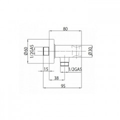 BOSSINI Душевой держатель из латуни, с водорозеткой, цвет черный матовый