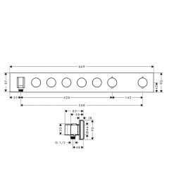 Axor ShowerSolutions Смеситель для душа, встраиваемый, термостатический, на 5 выходов, (внешняя часть), цвет: шлифованная бронза