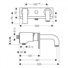 Axor Citterio Смеситель для ванны, настенный, цвет: шлифованная медь