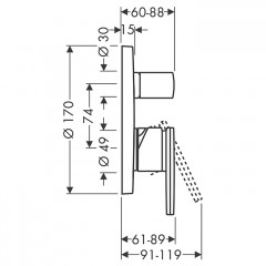 Axor Citterio Смеситель для ванны, встраиваемый, с переключателем потоков, цвет: сталь