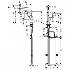 Axor Citterio Кухонный Смеситель 230, на 1 отв., с вытяжным изливом 2jet, цвет: шлифованный никель
