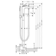 Axor Citterio Смеситель для ванны, напольный, с ручным душем, цвет: шлифованное золото