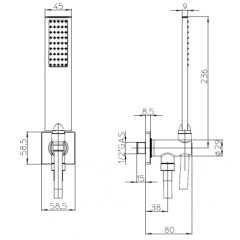 Bossini FLAT-ONE Душевая лейка с держателем и шлангом 150 см, цвет черный матовый