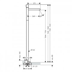 Axor Uno Смеситель для раковины Zero, напольный, с ручным душем, цвет: шлифованный черный хром
