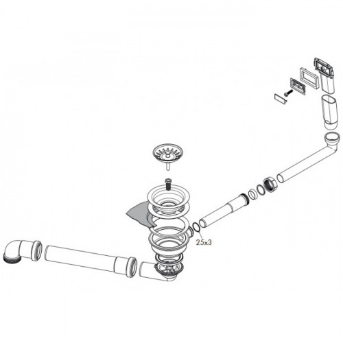 Hansgrohe D14-10 Слив-перелив для раковины, с ручным управлением, цвет: нержавеющая сталь