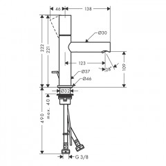 Axor Uno Смеситель для раковины 110, Zero, на 1 отв., с донным клапаном, цвет: шлифованное золото