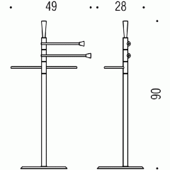 Colombo Isole Piantane Напольная стойка 90см, с 3мя держателями для полотенец, цвет: хром