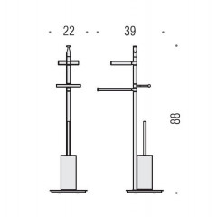 Colombo Planets Стойка с аксессуарами, 88см, мыльница, полотенцедержатель, туалетный ерш, держатель т/б, цвет: хром