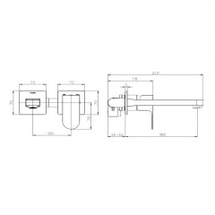 BOSSINI GILLO Наружная часть cмеситель монорычажного GILLO с изливом 18,5 см , без донного клапана, цвет хром