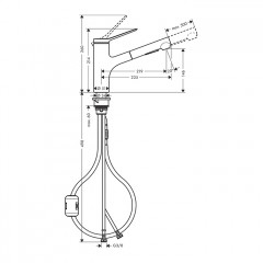 Hansgrohe Zesis M33 Смеситель для кухни, 1 отв., с вытяжным душем, цвет: черный матовый