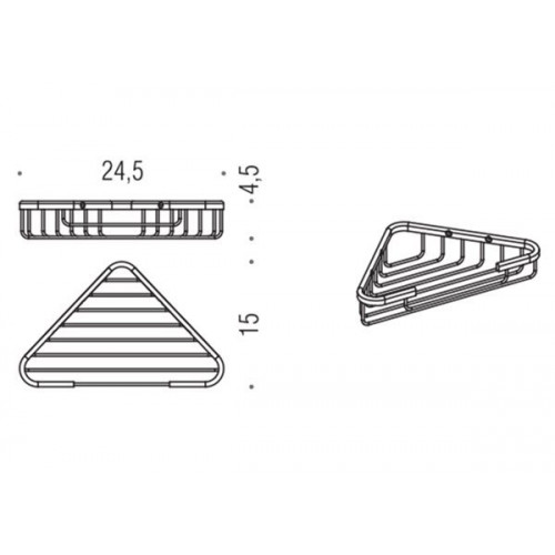 Colombo Basic Угловая металлическая полочка 24.5x15x4.5см, цвет: хром