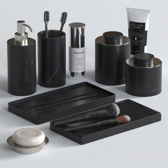 Bertocci Carrarino Стакан настольный, цвет: черный мрамор/черный матовый