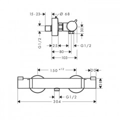 Hansgrohe Ecostat Термостат для душа Comfort, внешнего монтажа, цвет: шлифованое черный хром