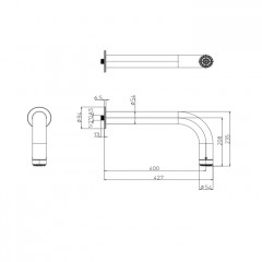Bossini Nobu Настенный кронштейн из нерж.стали 54мм с фиксированной душевой лейкой Nobu, самоочи. с дождевой струей.,цвет Mat brushed S.S.