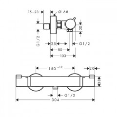 Hansgrohe Ecostat Термостат для душа Comfort, внешнего монтажа, цвет: полированое золото