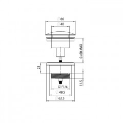Bossini Nobu Донный клапан клик-клак 1/4., Mat brushed S.S.