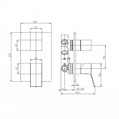 BOSSINI Aki Line Наружная часть монорычажного универсального смесителя AKI на 2-5 выходов. цвет хром