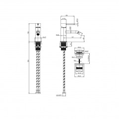Bossini Teo Смеситель для биде с донным клапаном, гибкая подводка. стали, хром