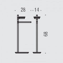 Colombo Square Стойка с аксессуарами, 68см, мыльница, полотенцедержатель, цвет: хром