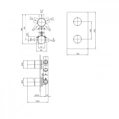 Bossini Nobu Наружная часть встраиваемого монорычажного универсального смесителя Nobu на 2-5 выходов. цвет Mat brushed S.S.