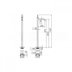 BOSSINI APICE Смеситель для раковины напольный, однорычажный, излив 258 мм., внешняя+внутренняя часть, цвет хром