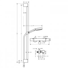Hansgrohe Pulsify Душевой гарнитур с термостатическим смесителем, ручным душем и душевой штангой 90см, цвет: хром