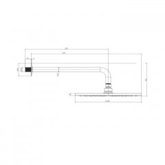 Bossini Nobu Душевая лейка из нерж. стали Nobu 280 mm самоочищающаяся на шарнире на 1/2 F и держатель из нержавеющей стали..,цвет Mat brushed S.S.