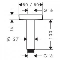 Hansgrohe Потолочный кронштейн, 10см., цвет: хром