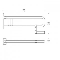 Colombo Complementi Поручень для инвалидов, 75см, с держателем для т/б., цвет: хром