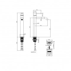 Bossini Teo T Смеситель высокий для раковины излив 14.5см с донным клапаном, гибкая подводка, хром