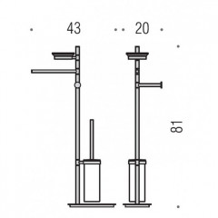 Colombo Square Стойка с аксессуарами, 81см, мыльница, полотенцедержатель, туалетный ерш, держатель т/б, цвет: хром