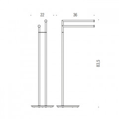 Colombo Mini Стойка напольная с двойным п/держателем H83,5*36cм D22cм, цвет: PVD нержавеющая сталь